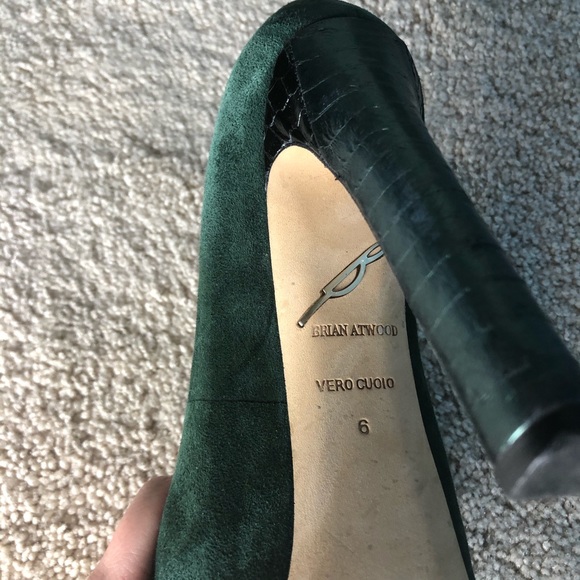 Brian Atwood Green Suede Heels - Picture 4 of 7